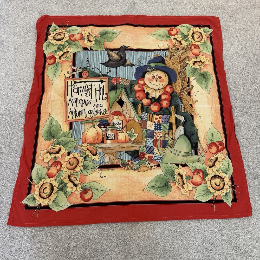 Harvest Hill by Beth Yarbough Wall Fabric Panel Autumn Pumpkins Leaves Tea Towel